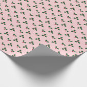Roze Hulst Print Cadeaupapier (Hoek)