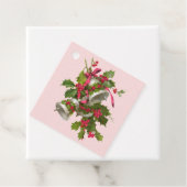 Roze Hulstbes Kerst Cadeautags Bedankjes Labels (In situ)
