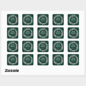 Roze hulstkrans Prettig kerstfeest Vierkante Sticker (Vel)