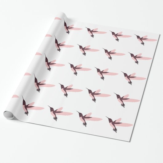 Roze Hummingbird Cadeaupapier (Uitgerold)
