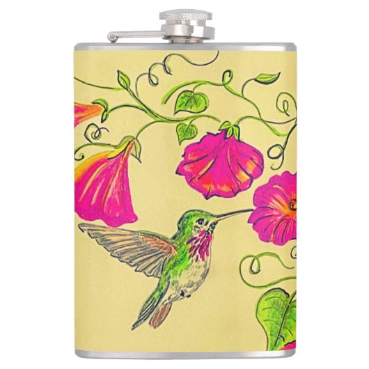 Roze Hummingbird Flask Heupfles (Voorkant)