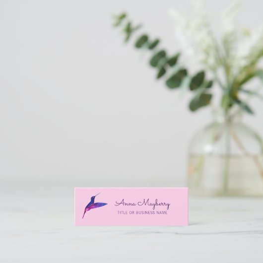 Roze Hummingbird Mini Visitekaartje (Staand voorkant)