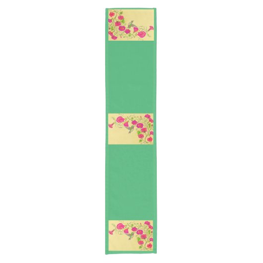 Roze Hummingbird Table Runner Korte Tafelloper (Voorkant)