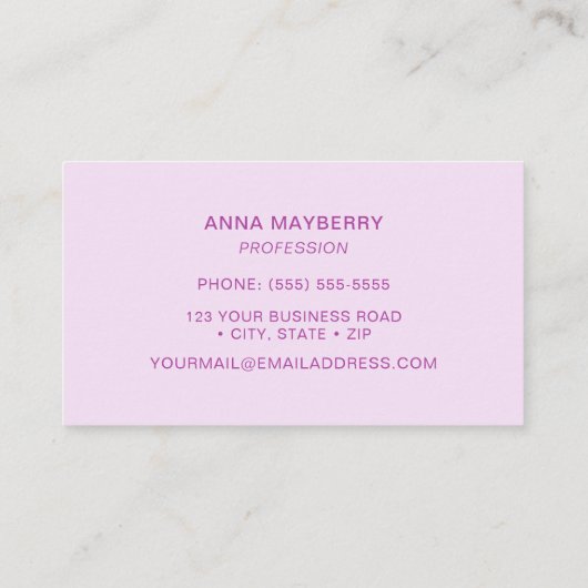 Roze Hummingbird Visitekaartje (Achterkant)