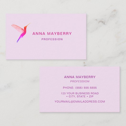Roze Hummingbird Visitekaartje (Voorkant / Achterkant)
