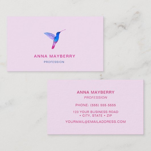 Roze Hummingbird Visitekaartje (Voorkant / Achterkant)