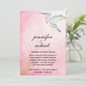 Roze Hummingbird Waterverf Weddenschap Kaart (Staand voorkant)