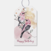 Roze Hummingvogels Happy Birthday Cadeaulabel (Voorkant)