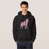 Roze Husky Silhouet Hoodie (Voorkant volledig)