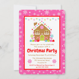 Roze Hut Van Gemberkoek Kerstfeestje Kaart