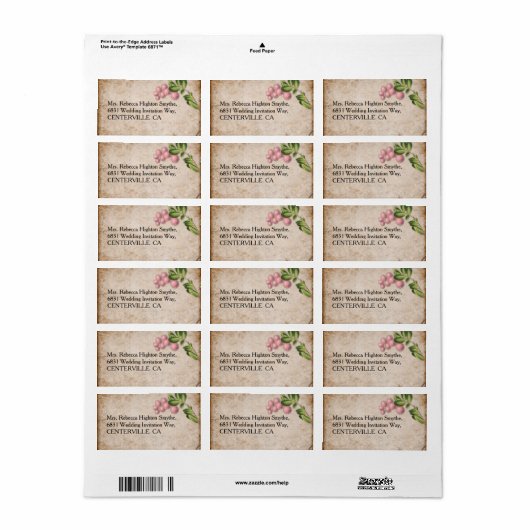  roze huwelijk etiket (Full Sheet)