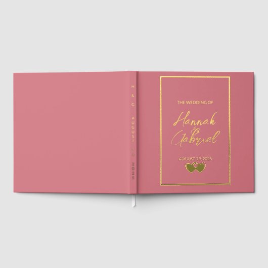 Roze huwelijk gastenboek (Volledig)