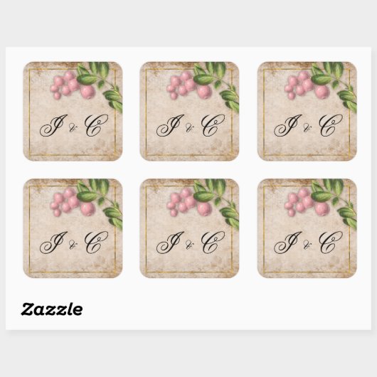  roze huwelijk vierkante sticker (Vel)