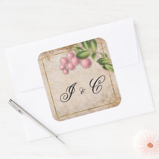 roze huwelijk vierkante sticker (Envelop)