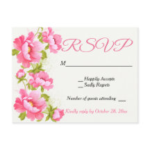 Roze Huwelijks RSVP Florale Pioenroos Waterverf Bl