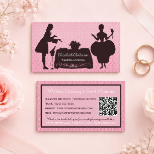 Roze Huwelijkscatering Silhouet Visitekaartje