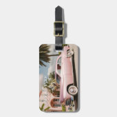 Roze Huwelijksreis Retro net getrouwd Bagagelabel (Voorkant verticaal)