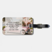 Roze Huwelijksreis Retro net getrouwd Bagagelabel (Achterkant horizontaal)