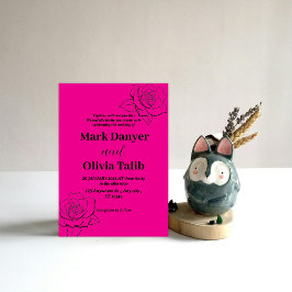 Roze huwelijksuitnodiging / eenvoudig & romantisch kaart