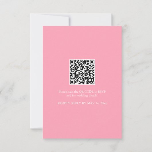 Roze Huwelijksuitnodiging met QR Code Kaart (Achterkant)