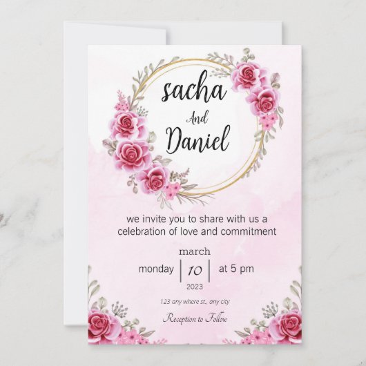 roze huwelijksuitnodiging ,Viering van de Liefde Kaart (Voorkant)