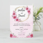 roze huwelijksuitnodiging ,Viering van de Liefde Kaart (Staand voorkant)