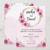 roze huwelijksuitnodiging ,Viering van de Liefde Kaart (Voorkant / Achterkant)