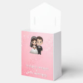 Roze huwelijksuitnodigingen met diamanten sprankel bedankdoosjes (Geopend)