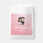 Roze huwelijksuitnodigingen met diamanten sprankel bedankzakje (Voorkant)