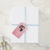 Roze huwelijksuitnodigingen met diamanten sprankel cadeaulabel (Met Touw)