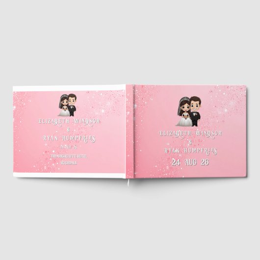 Roze huwelijksuitnodigingen met diamanten sprankel gastenboek (Volledig)