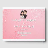 Roze huwelijksuitnodigingen met diamanten sprankel gastenboek (Achterkant)