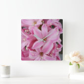 roze hyacineuze bloem vierkante klok (Huis)