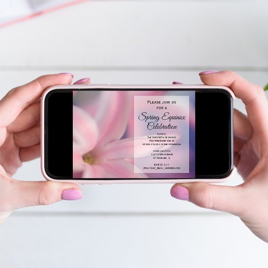 Roze Hyacint Bloem Lente Equinox Feestdag Kaart