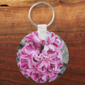 Roze Hyacint Bloemen Foto Sleutelhanger (Voorkant)