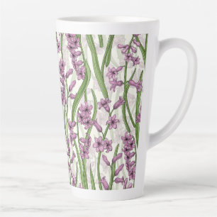 Roze Hyacint bloemen op natuurlijk wit Latte Mok