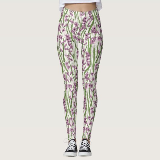 Roze Hyacint bloemen op natuurlijk wit Leggings (Voorkant)