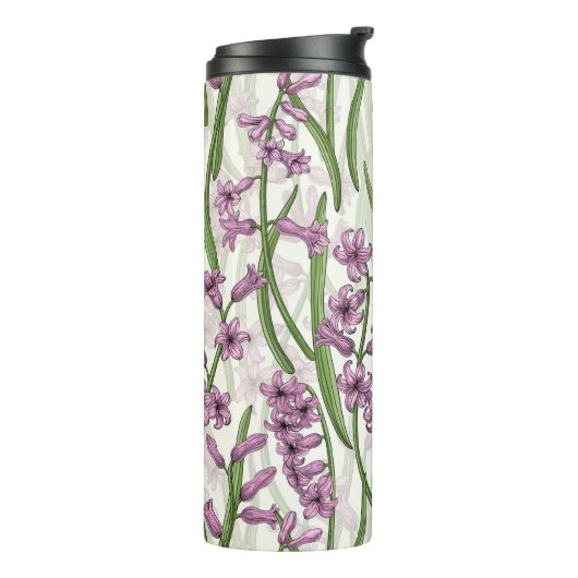 Roze Hyacint bloemen op natuurlijk wit Thermosbeker (Gedraaid links)