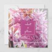 Roze Hyacint Bruiloft Kaart (Voorkant)