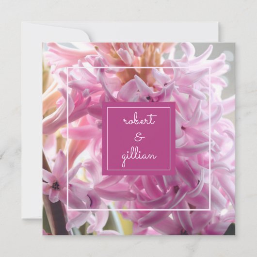 Roze Hyacint Bruiloft Kaart (Voorkant)