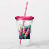 Roze Hyacinten Bloemen Impressionistisch Schilderi Acryl Drinkbeker (Achterkant)