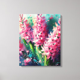 Roze Hyacinten Bloemen Impressionistisch Schilderi Canvas Afdruk