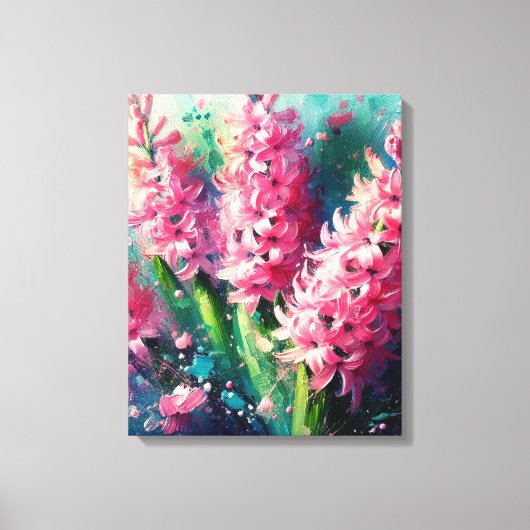 Roze Hyacinten Bloemen Impressionistisch Schilderi Canvas Afdruk (Voorkant)
