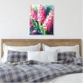 Roze Hyacinten Bloemen Impressionistisch Schilderi Canvas Afdruk (Insitu (Slaapkamer))