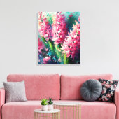 Roze Hyacinten Bloemen Impressionistisch Schilderi Canvas Afdruk (Insitu (Woonkamer))