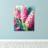 Roze Hyacinten Bloemen Impressionistisch Schilderi Canvas Afdruk (Insitu (Houten vloer))