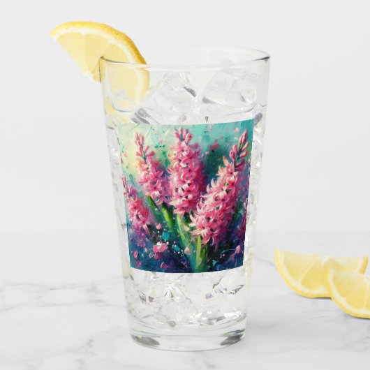 Roze Hyacinten Bloemen Impressionistisch Schilderi Glas (Voorkant ijs)