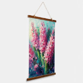 Roze Hyacinten Bloemen Impressionistisch Schilderi Hangend Wandkleed (Gebogen)