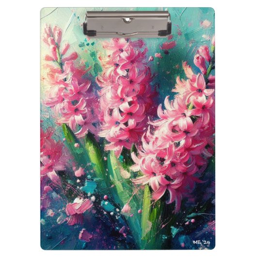 Roze Hyacinten Bloemen Impressionistisch Schilderi Klembord (Voorkant)