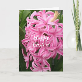 Roze Hyacinten Happy Easter Wenskaarten Feestdagen Kaart